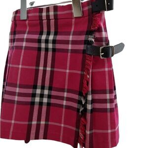 Burberry Baby pink plaid kilt with fringe and buckles size 18 to 24